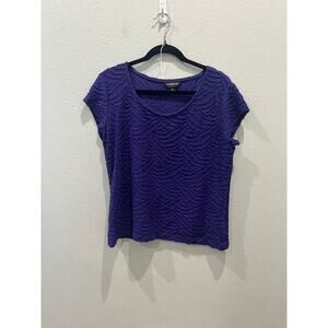 Liz Claiborne Career Textured Purple Knit Short Sleeve Top Size Large